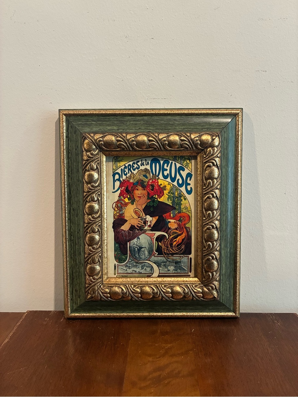 Mucha 1897 Beer Advertisement 9.5x11 Vintage Frame Bohemian Bieres De La Muse